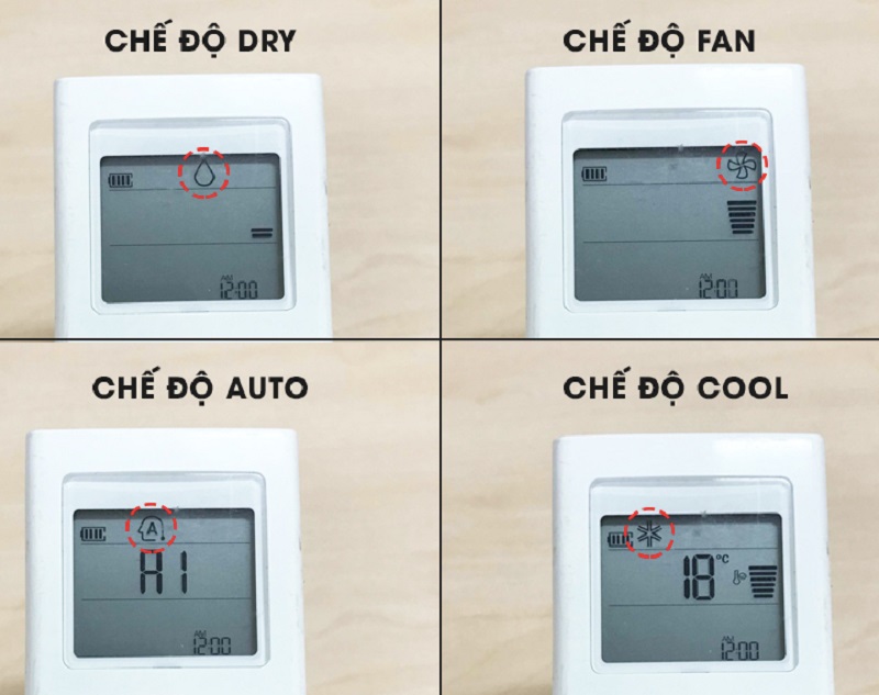 Biểu tượng của 3 chức năng nhiệt độ trên remote máy lạnh